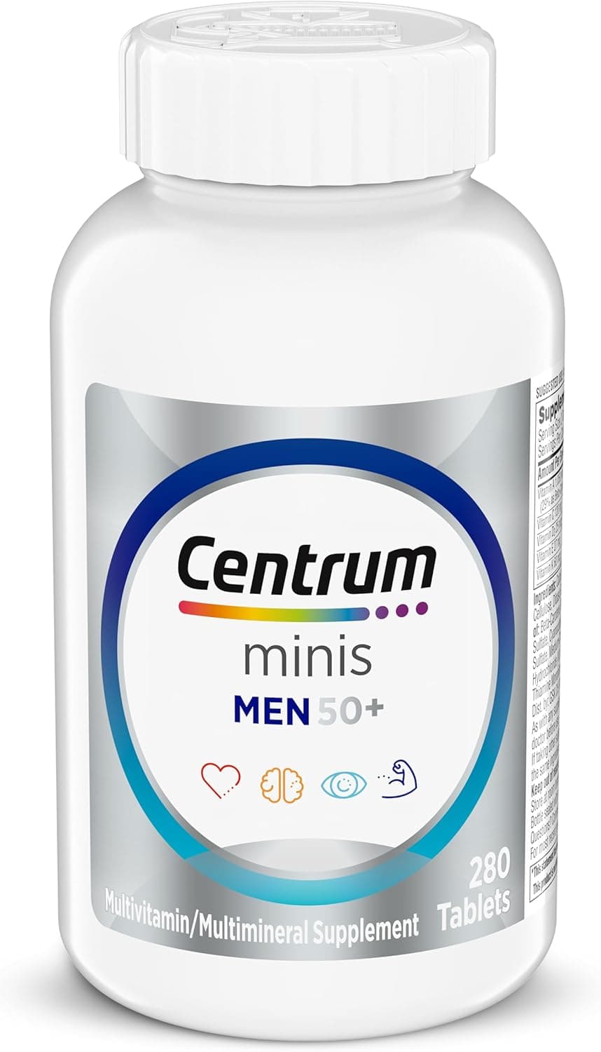 Centrum Minis Silver for Men 50+ — Multivitamin/Multimineral, Vitamin D3, B-Vitamins, Zinc, 280 Tablets