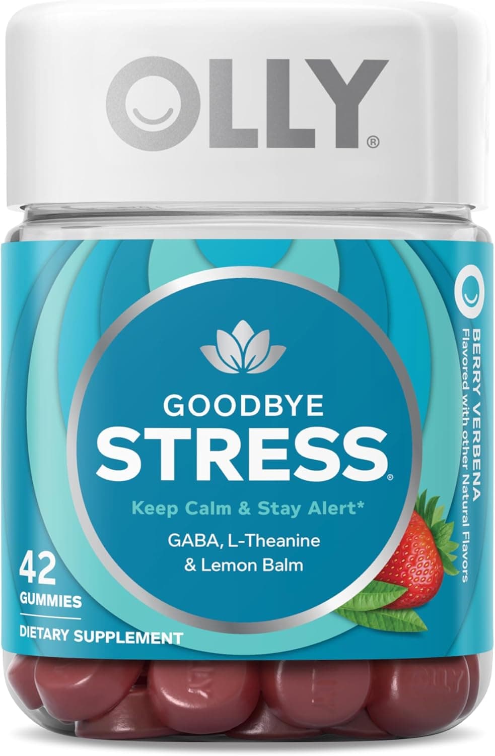 OLLY Goodbye Stress Gummy — GABA, L-Theanine, Lemon Balm, Berry, 42 Count