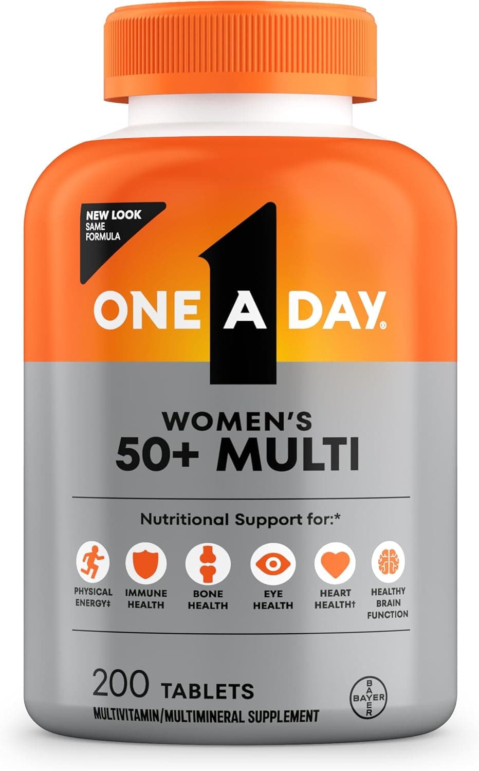 One A Day Multivitamin for Women 50+ — Vitamins D, C, E, Zinc & Biotin, 200 Tablets