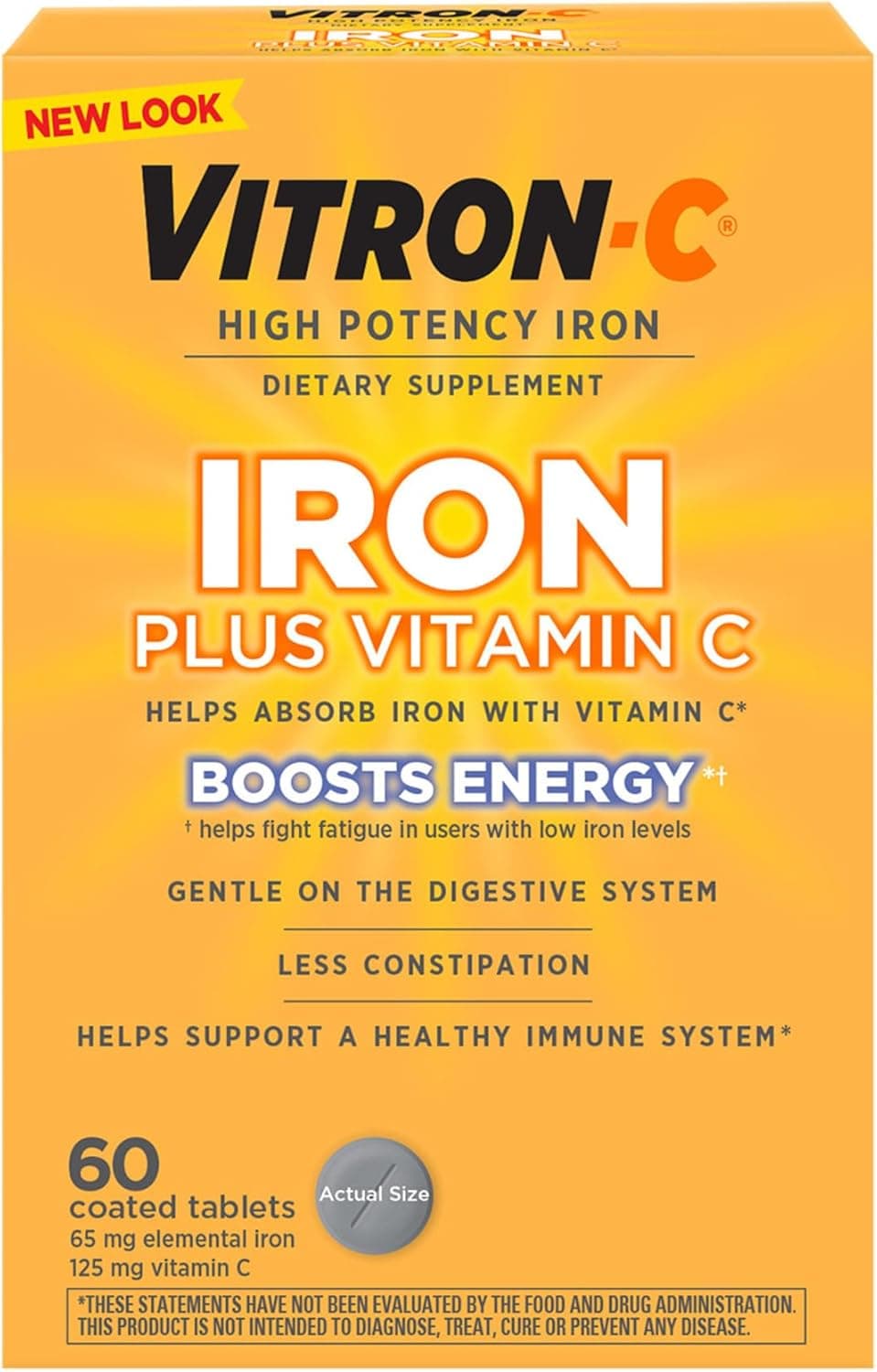Vitron-C — High Potency Iron Supplement with Vitamin C, 60 Tablets